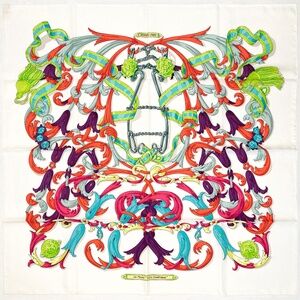 NWT Hermes Scarf "Le Mors à la Conétable" in White
